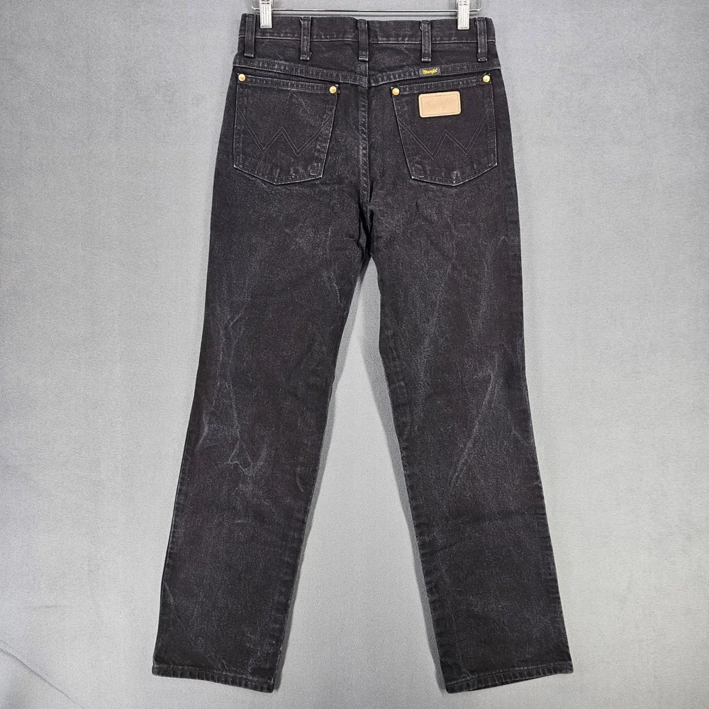 Wrangler Jeans Mens 28x30 Black Western Cowboy Cut Straight Leg Denim 936BK